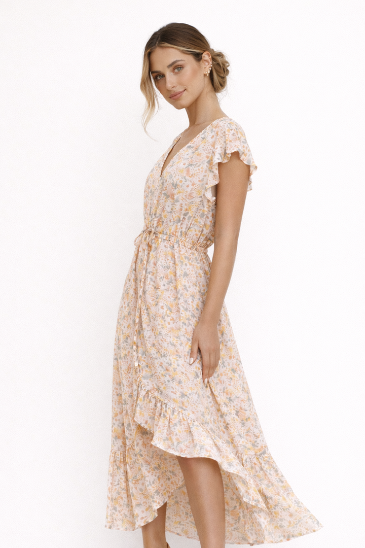 Elegante midi-jurk met bloemenprint voor dames - Paula