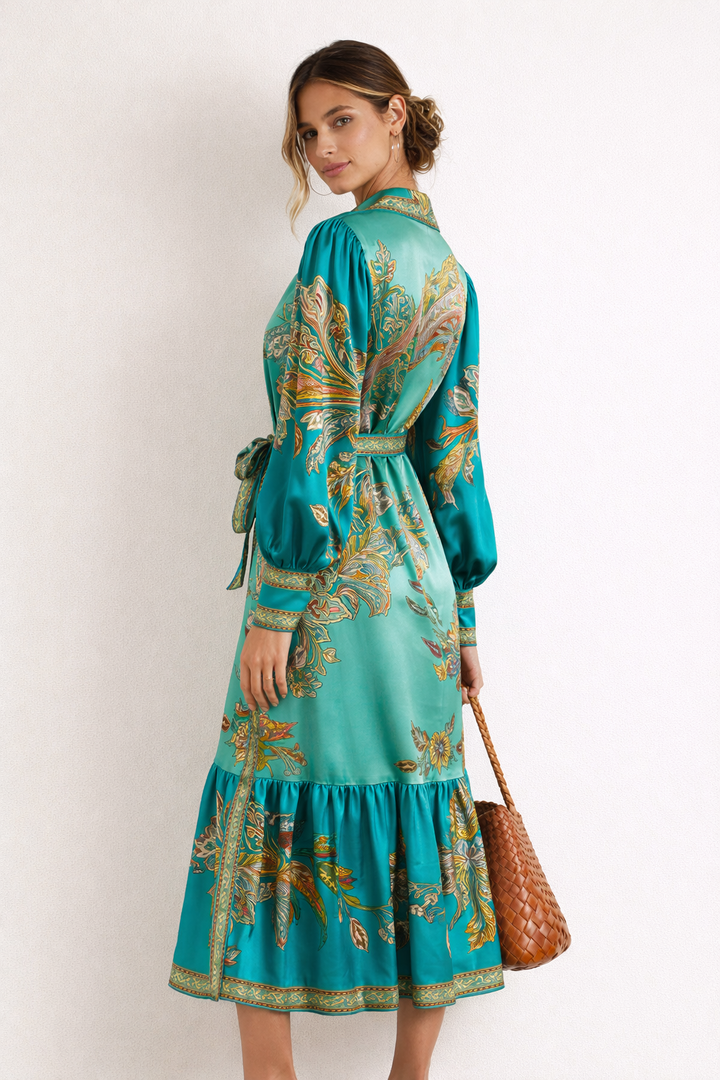 Dames midi-jurk met boho-print - Daniela