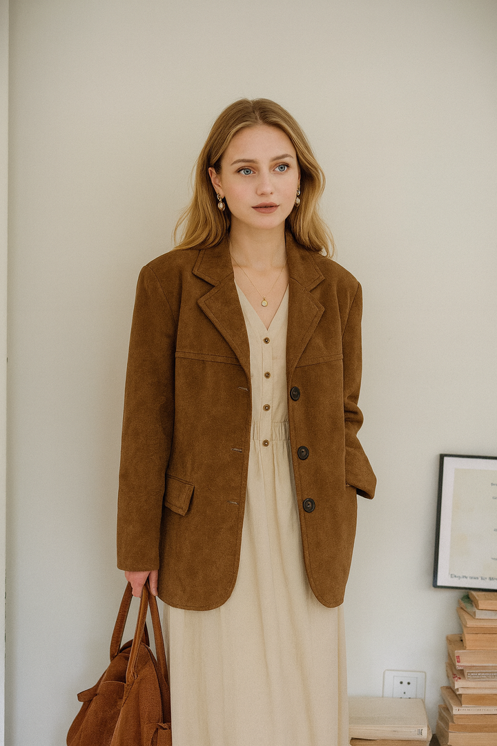 Bruine suède vintage blazer - Melissa