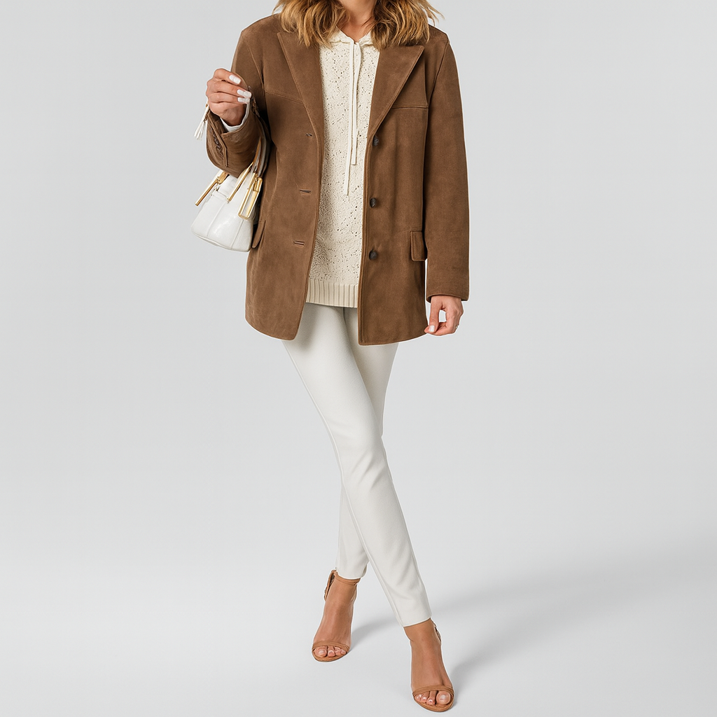 Bruin retro jasje met losse mouwen - Alina