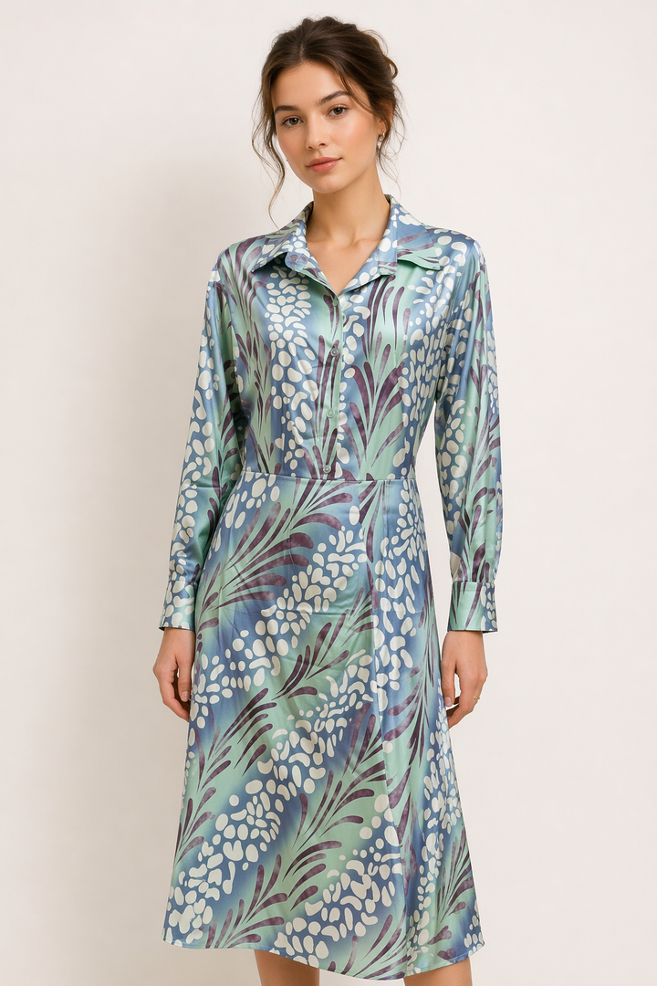 Damesset lange mouwen blouse lange rok print elegant casual - Amanda