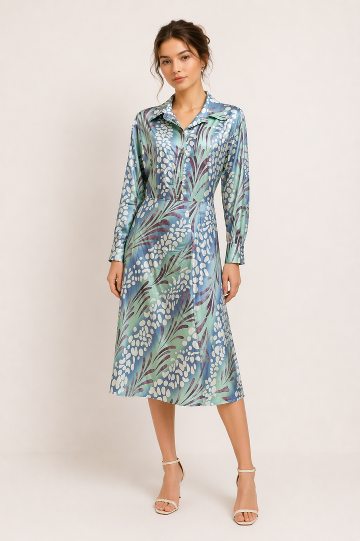 Damesset lange mouwen blouse lange rok print elegant casual - Amanda
