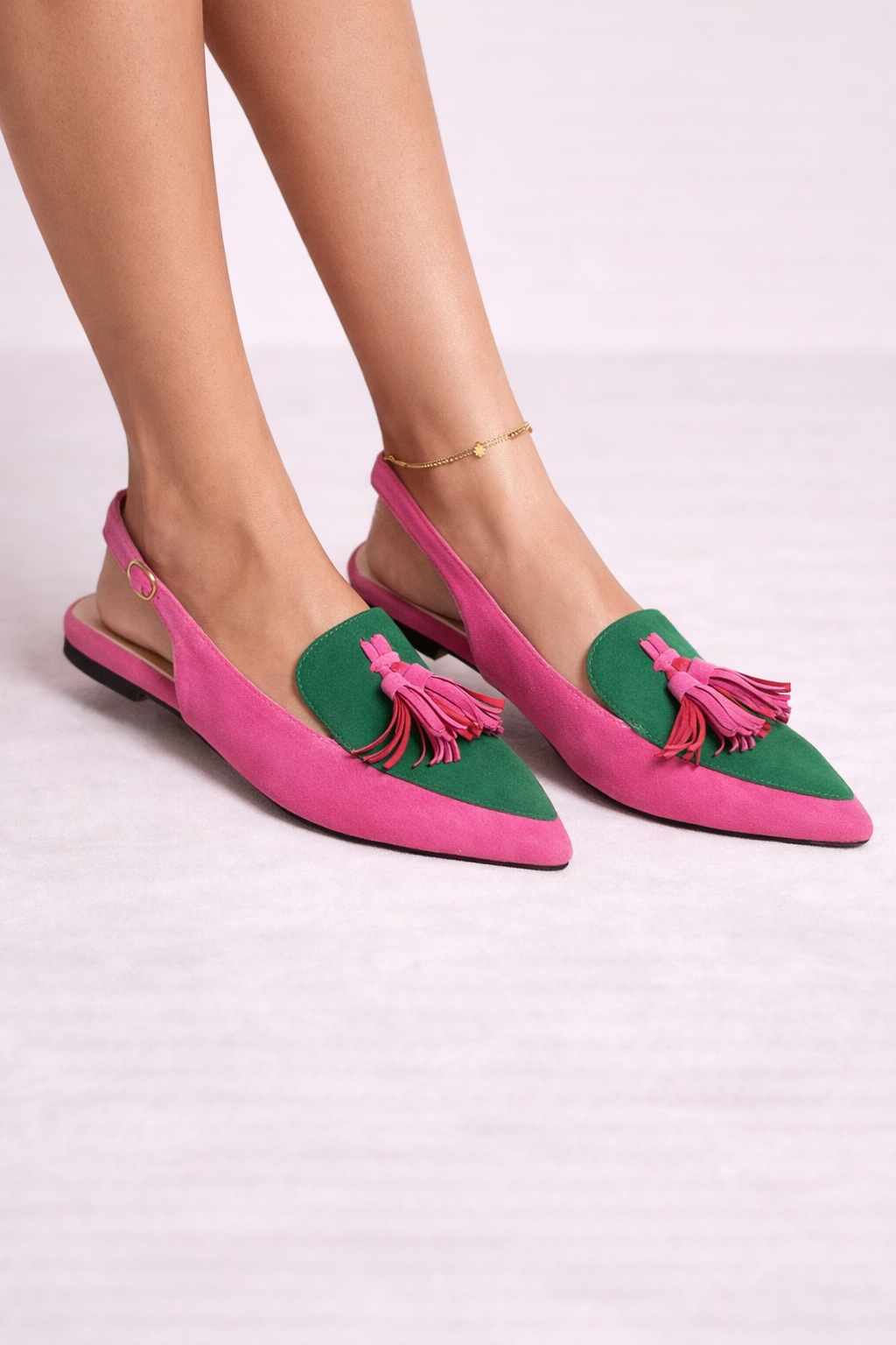 Platte damesschoenen met open hiel en decoratief kwastje - Amaya