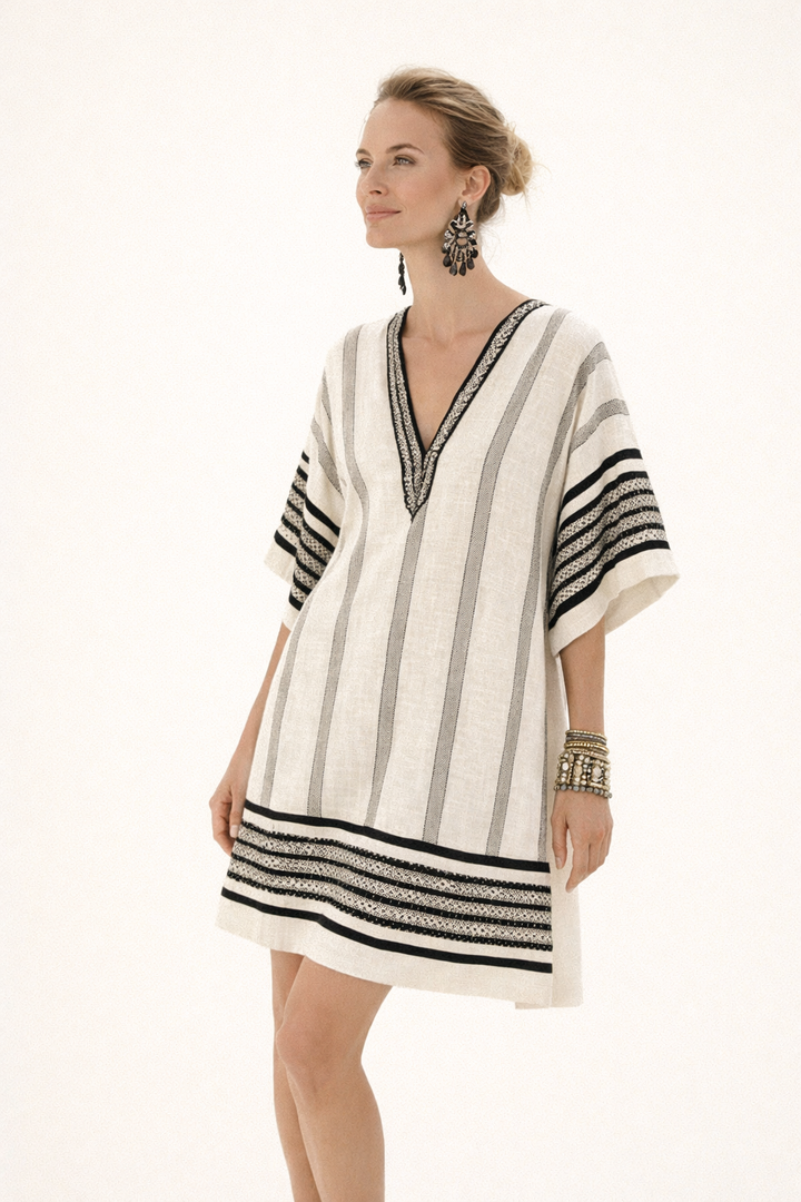 Dames midi-jurk met losse print in strandstijl - Karina