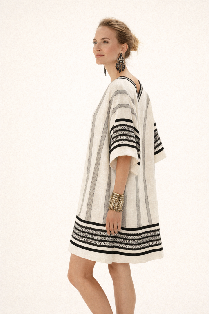 Dames midi-jurk met losse print in strandstijl - Karina