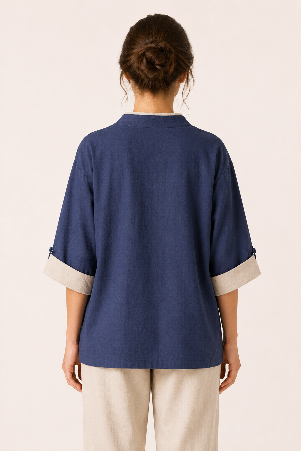 Dames kimono gekruiste blouse met biezen - Frida