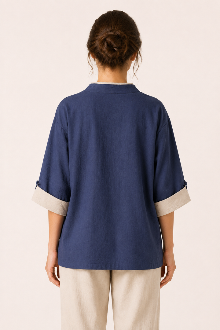 Dames kimono gekruiste blouse met biezen - Frida