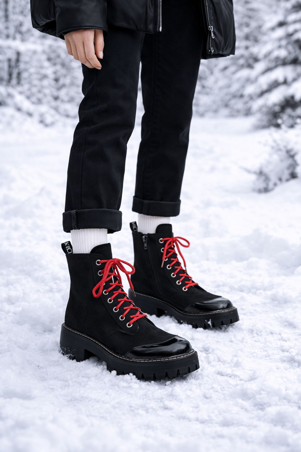 Leren dameslaarzen met platte zolen - Wendy