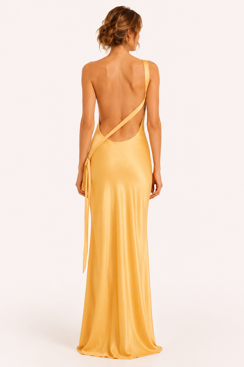 Asymmetrische lange jurk met één schouder - Annelie