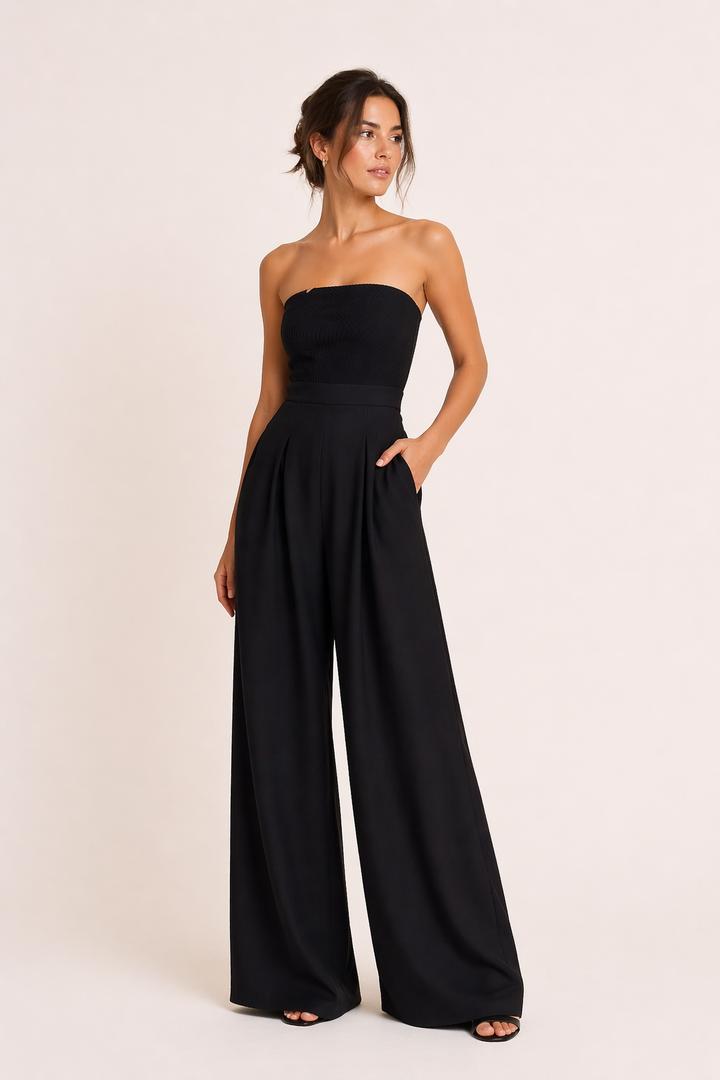 Stijlvolle wijde strapless jumpsuit voor dames - Elena
