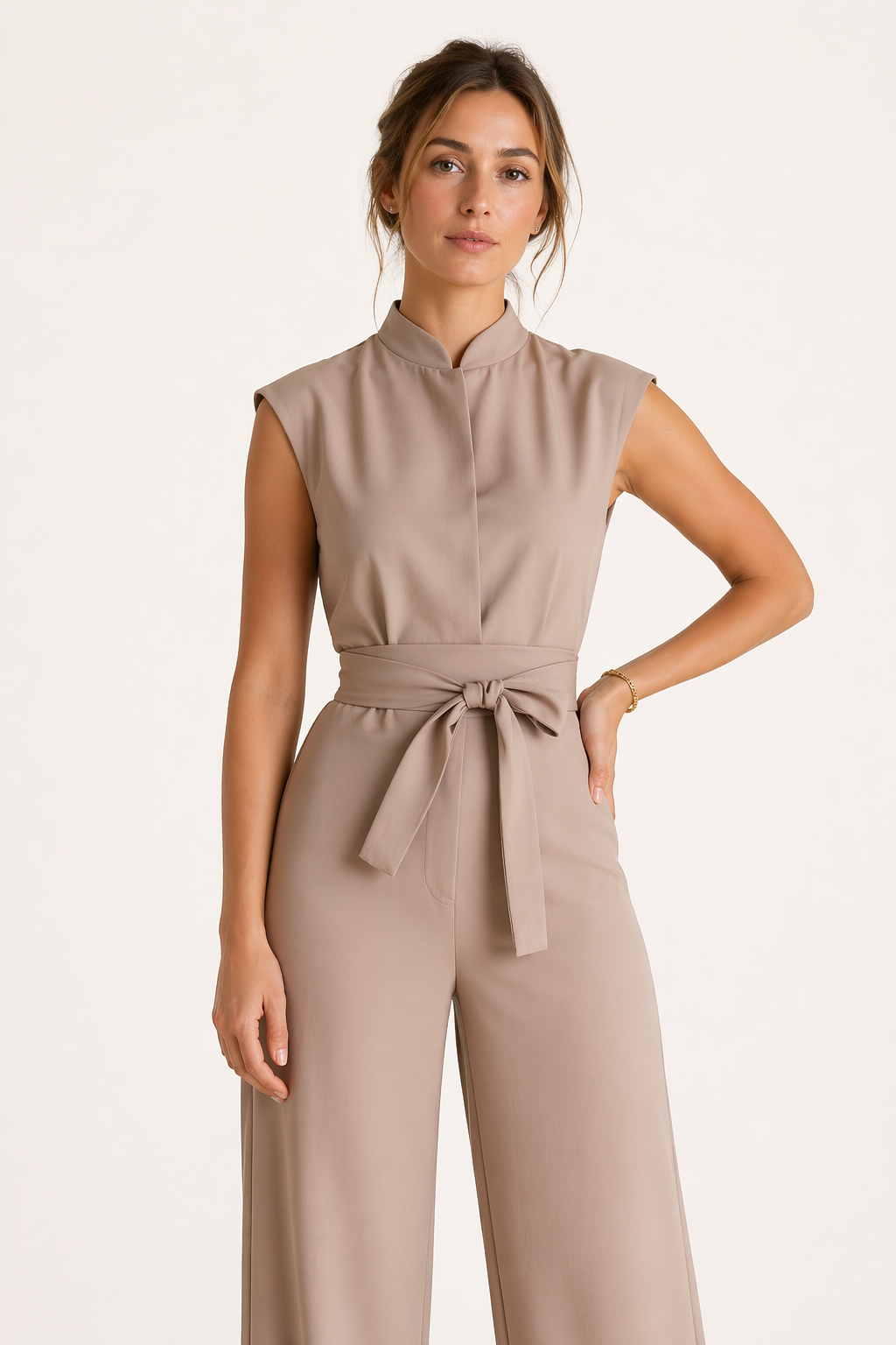 Elegante jumpsuit met brede pijpen en riem voor dames - Marta