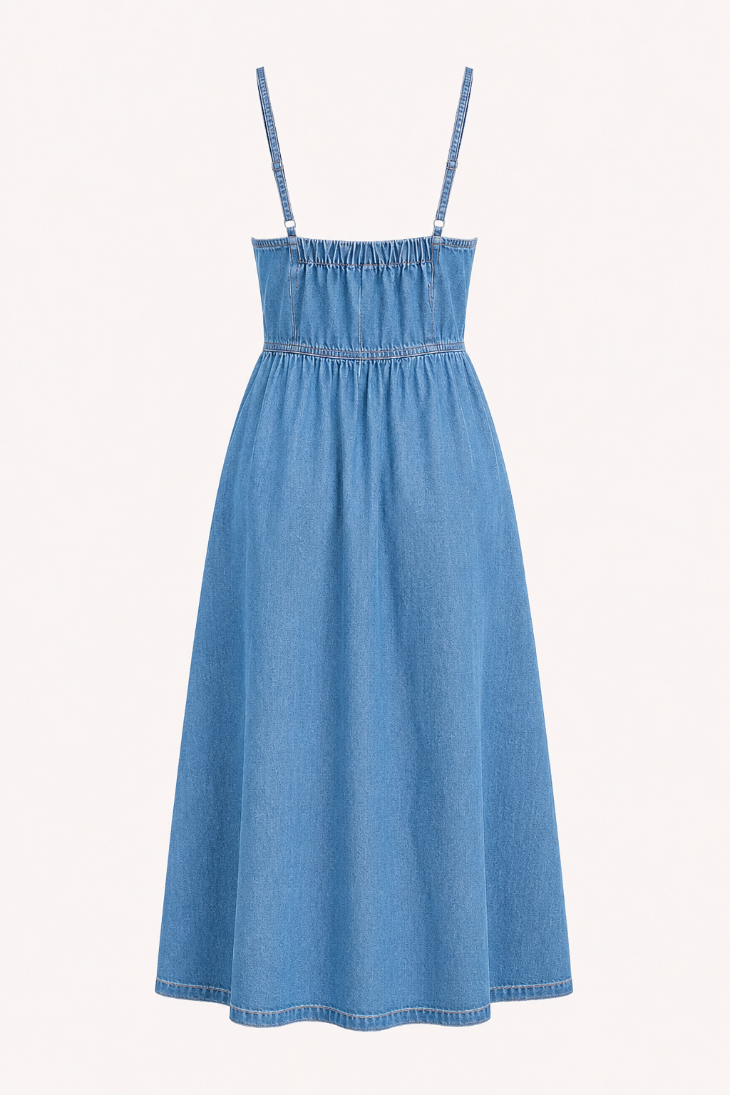 Dames midi denim jurk met knopen - Hanneli