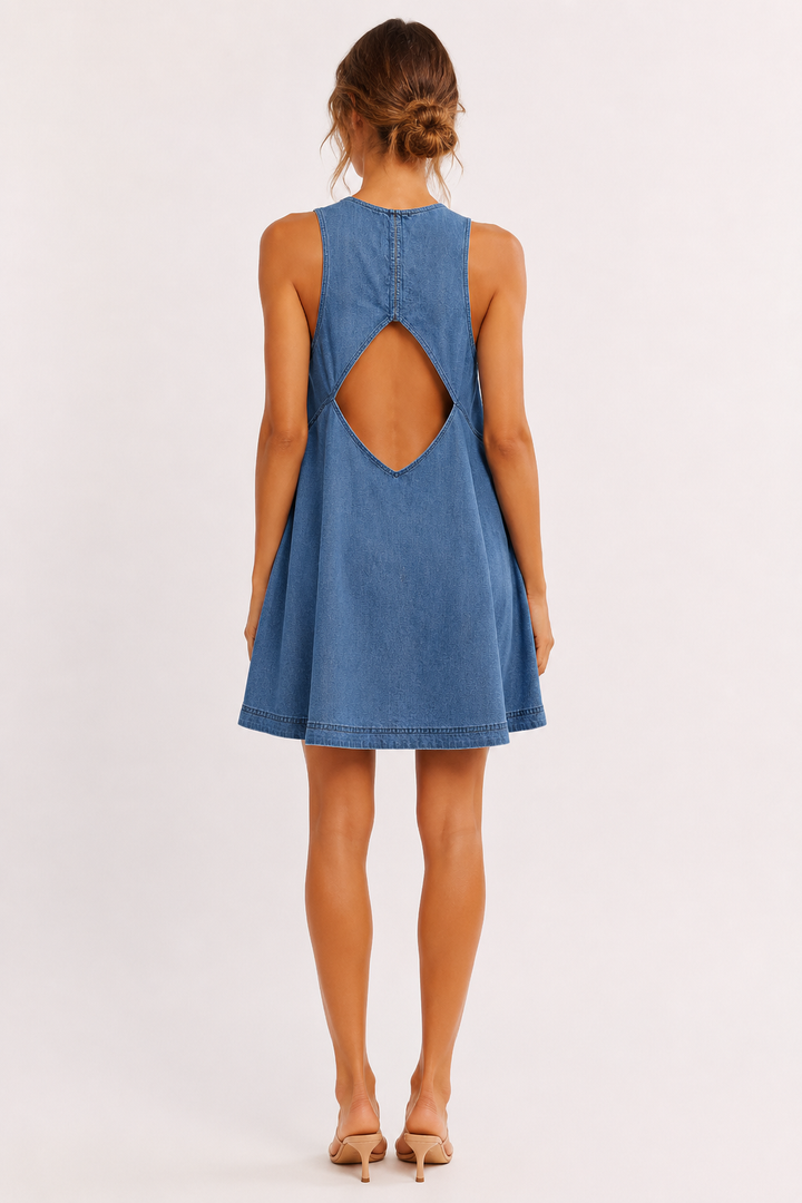 Korte denim mouwloze casual jurk voor dames - Elske