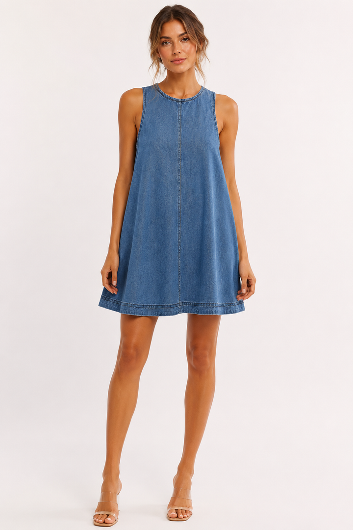 Korte denim mouwloze casual jurk voor dames - Elske