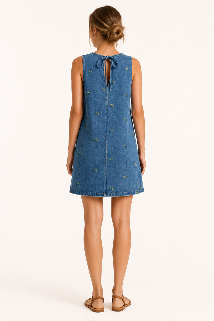 Korte denim mouwloze casual jurk voor vrouwen - Leni