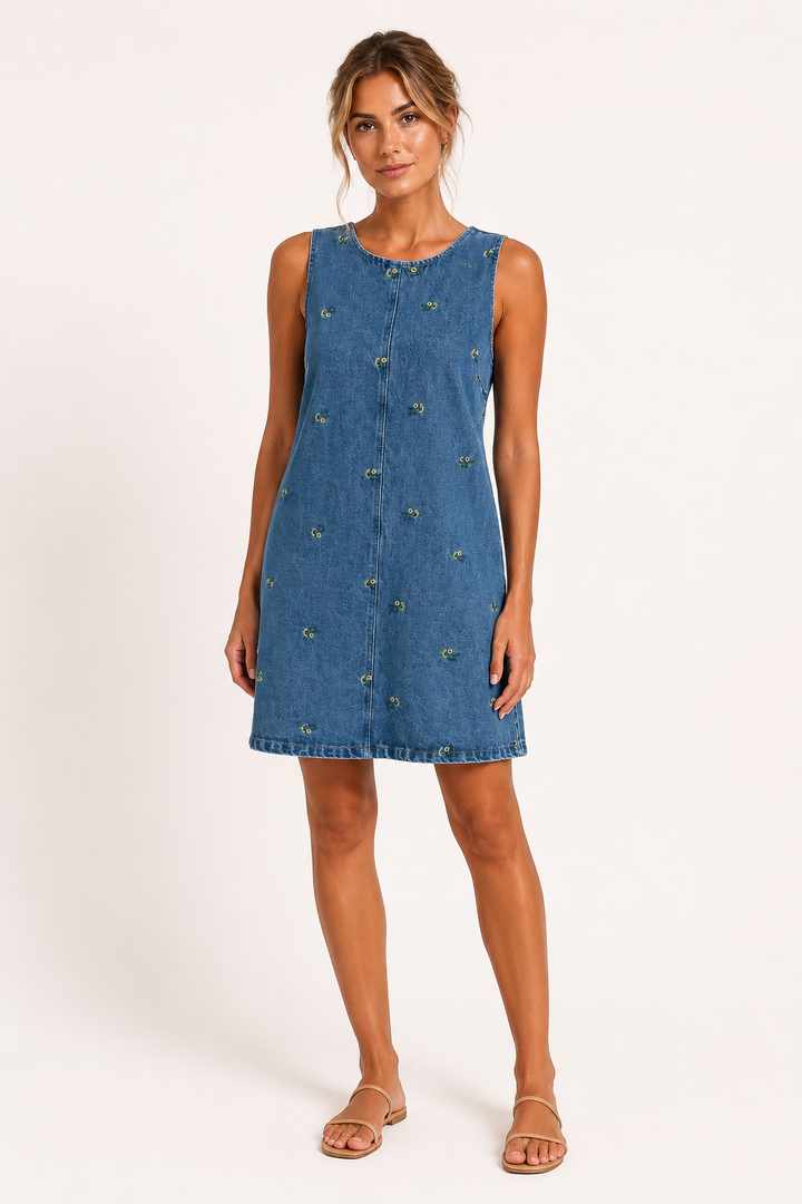 Korte denim mouwloze casual jurk voor vrouwen - Leni