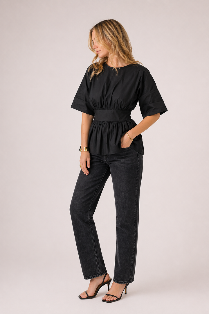 Casual V-halsblouse met wijde mouwen voor dames - Natalia