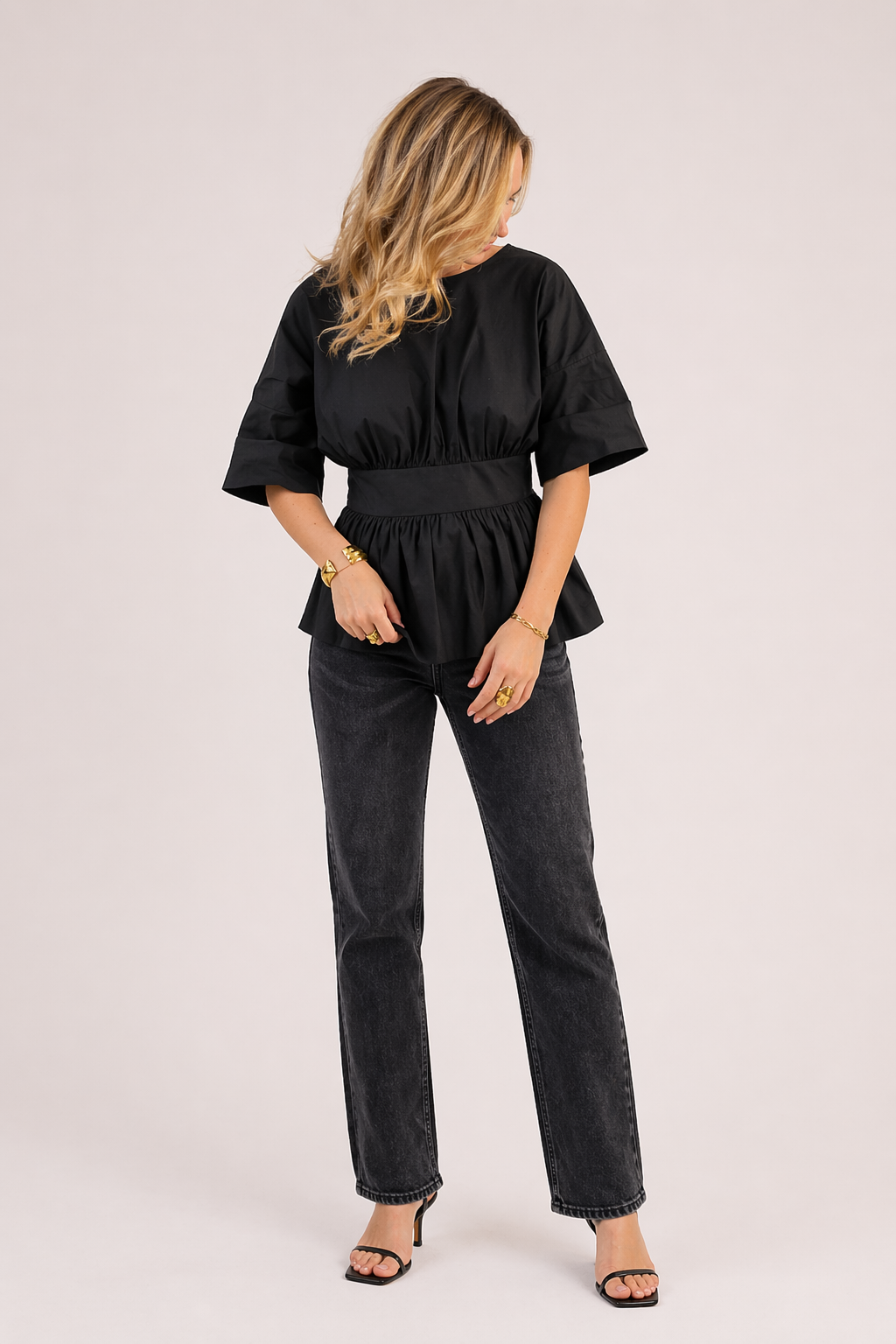 Casual V-halsblouse met wijde mouwen voor dames - Natalia