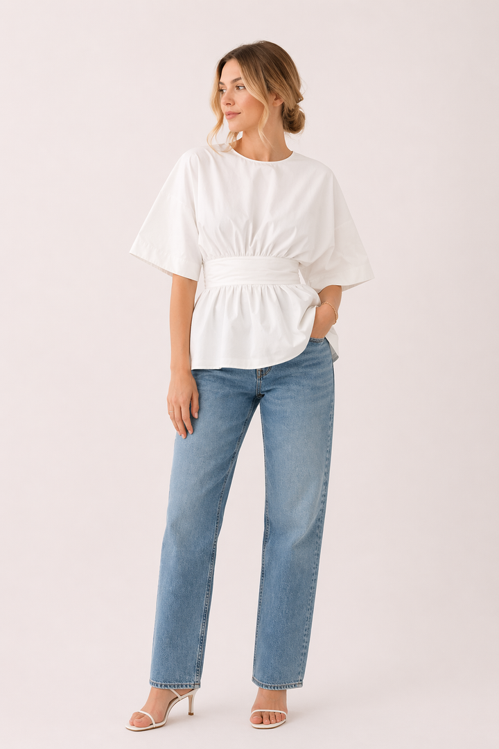 Casual V-halsblouse met wijde mouwen voor dames - Natalia