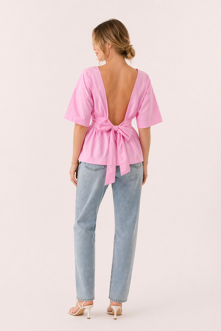 Casual V-halsblouse met wijde mouwen voor dames - Natalia