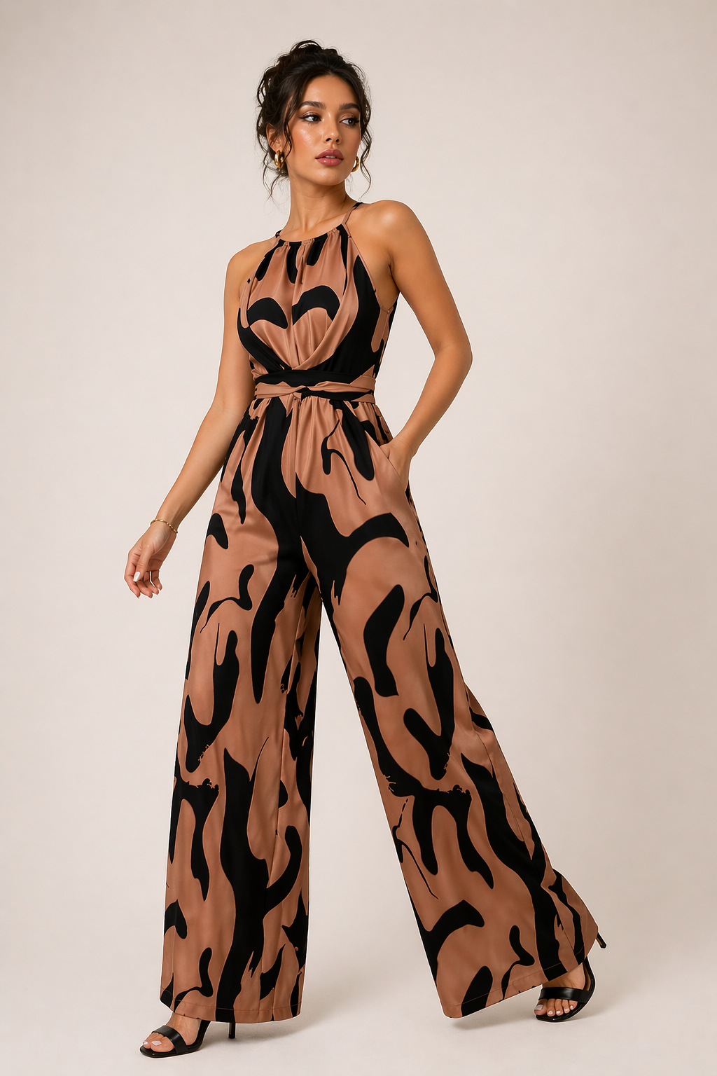 Elegante halterjumpsuit met wijde pijpen voor dames - Gabriela