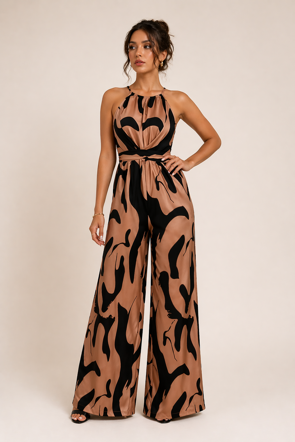 Elegante halterjumpsuit met wijde pijpen voor dames - Gabriela