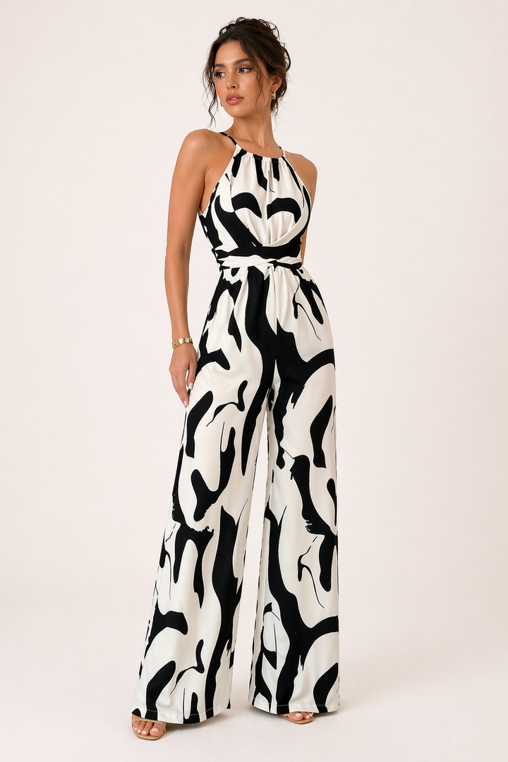Elegante halterjumpsuit met wijde pijpen voor dames - Gabriela