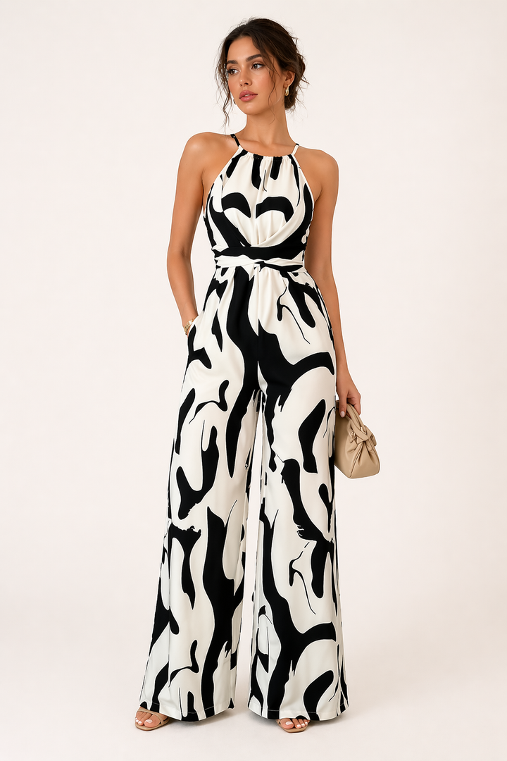 Elegante halterjumpsuit met wijde pijpen voor dames - Gabriela