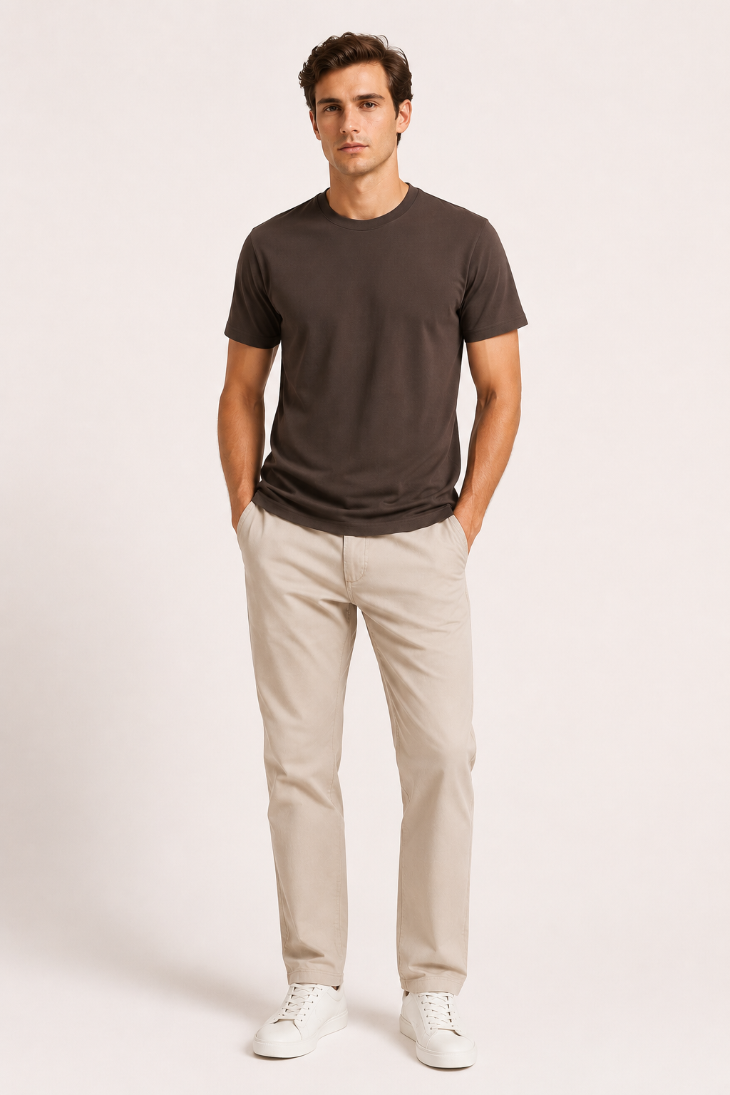 Heren-T-shirt met korte mouwen, getailleerd model en ronde hals - Lukas