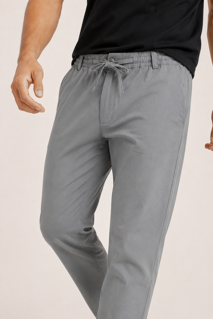 Casual herenbroek met rechte pijpen en elastische tailleband - Kaspar