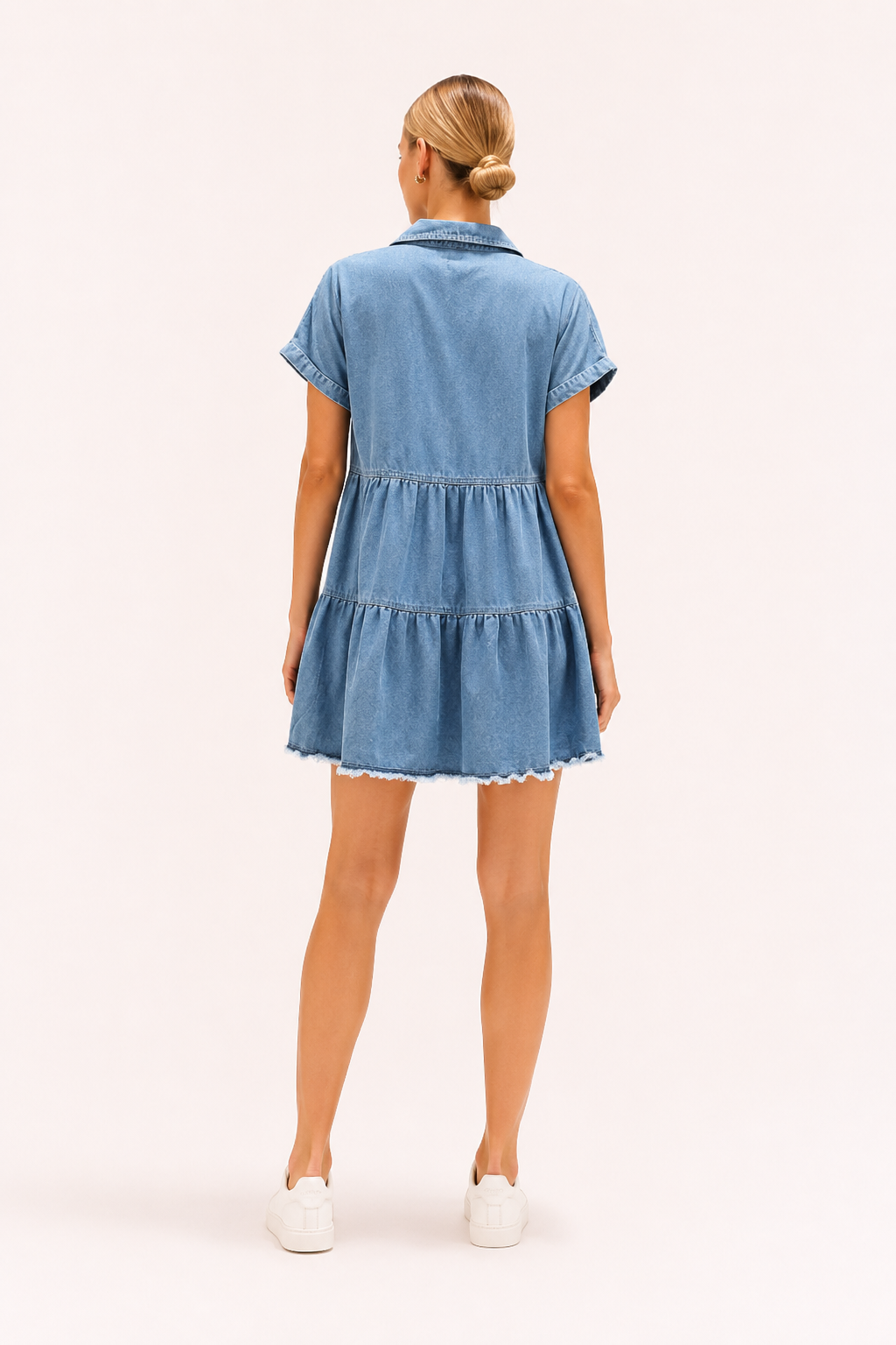 Korte denim casual jurk met korte mouwen - Heike