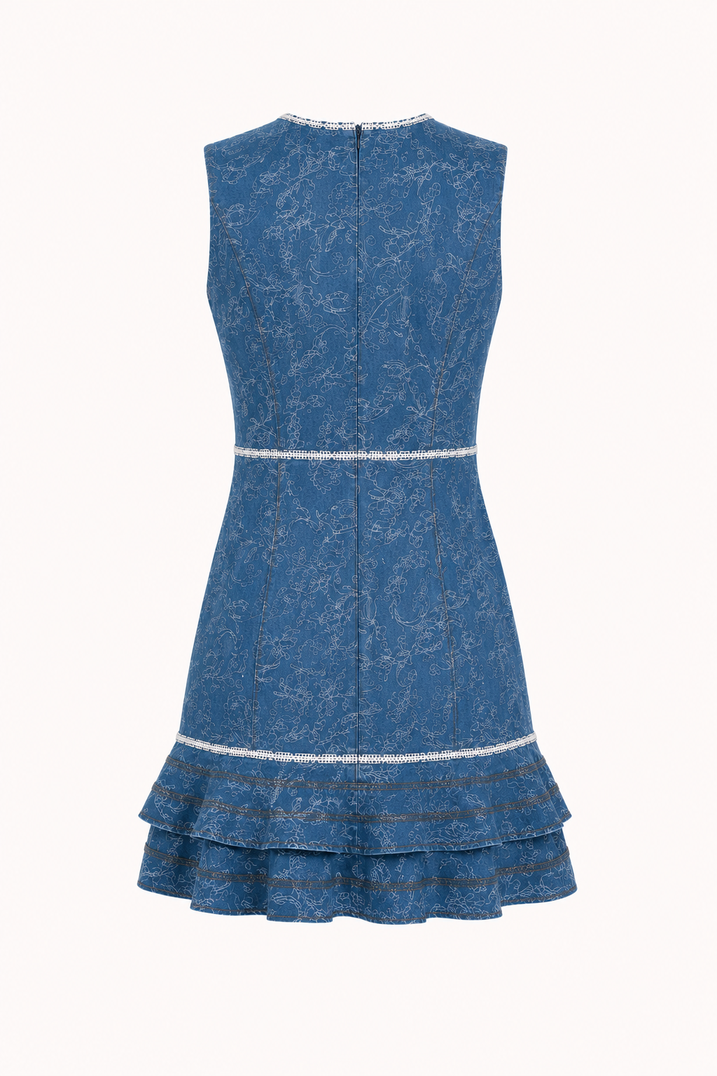 Korte denim jurk zonder mouwen met print voor dames - Gerlind