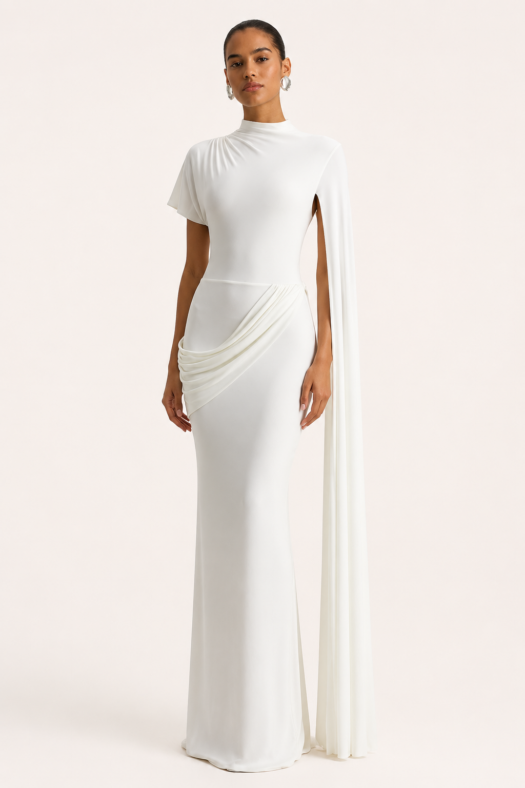 Lange elegante jurk met col - Mirna