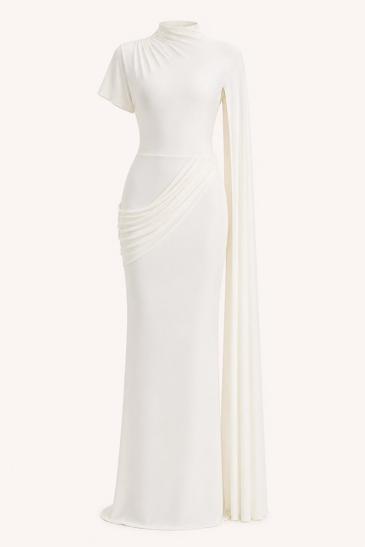 Lange elegante jurk met col - Mirna