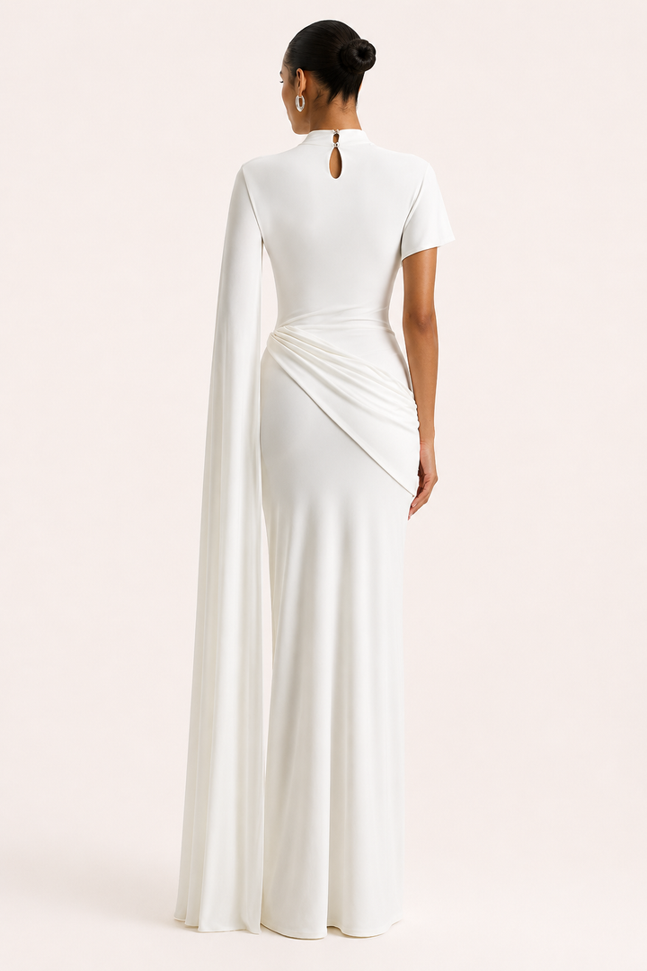 Lange elegante jurk met col - Mirna