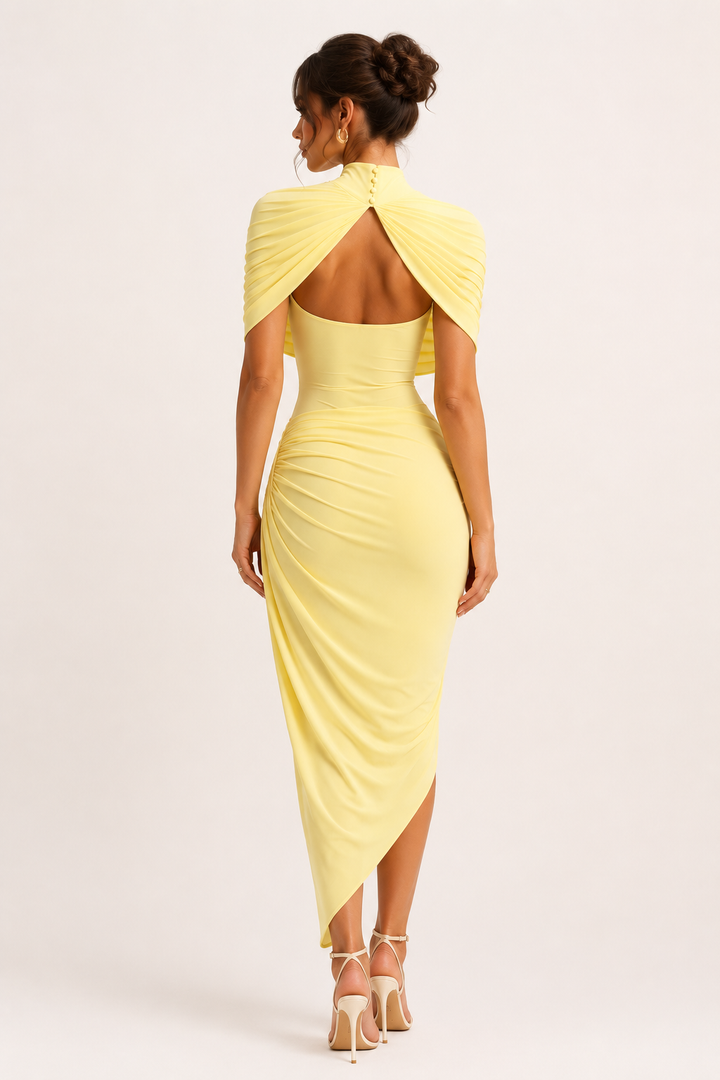Dames midi-jurk elegante coltrui bruiloft gast - Katja