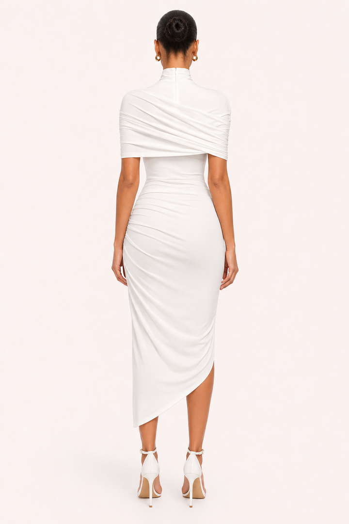 Dames midi-jurk elegante coltrui bruiloft gast - Katja