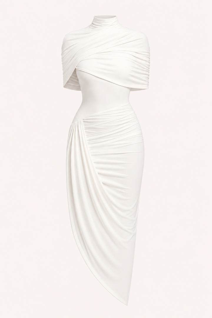 Dames midi-jurk elegante coltrui bruiloft gast - Katja