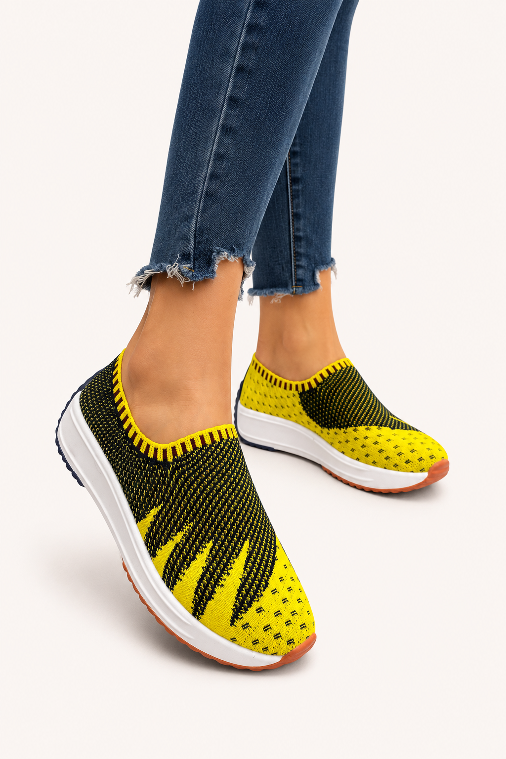 Gebreide slip-on damessneakers met dikke zool - Jutta