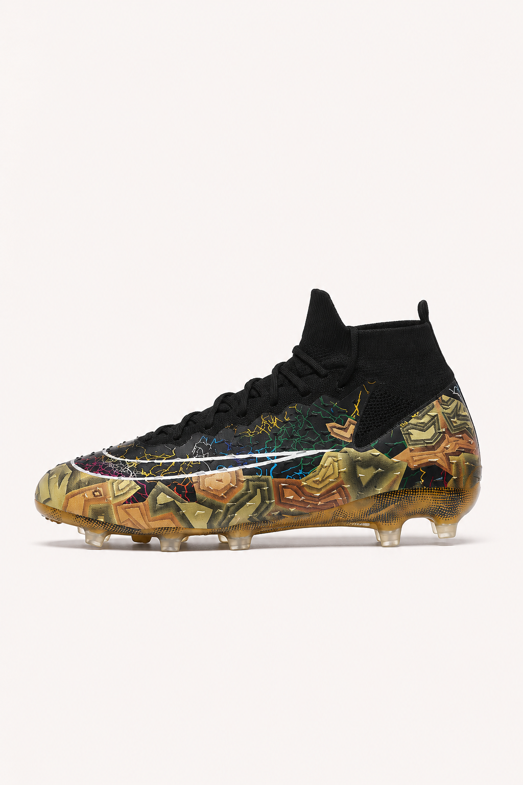 Voetbalschoenen met noppen en elastische kraag, halfhoog model - Leif