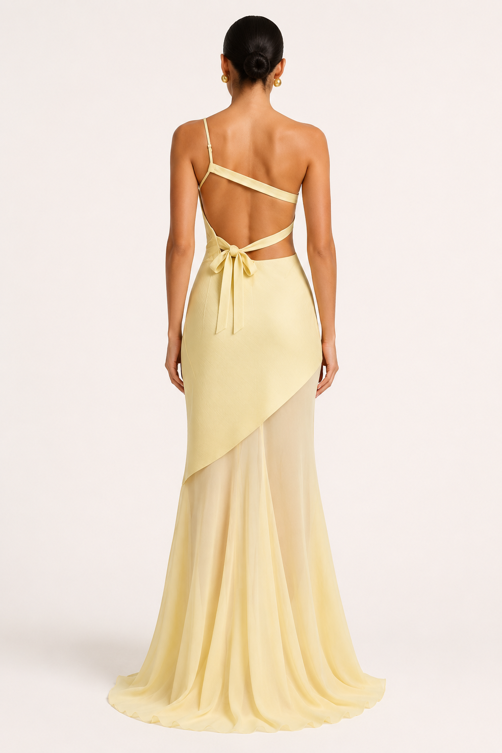 Elegante, lange bruiloftsgastjurk met één schouder - Birgit