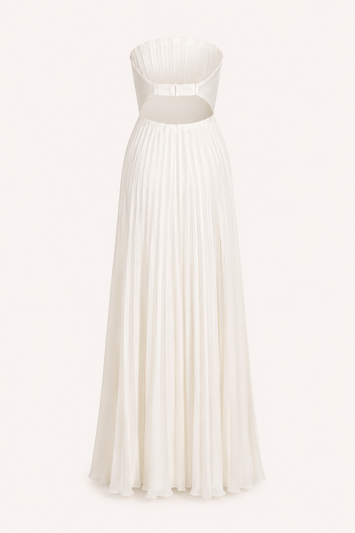 Lange strapless geplooide feestjurk voor dames - Tomiris