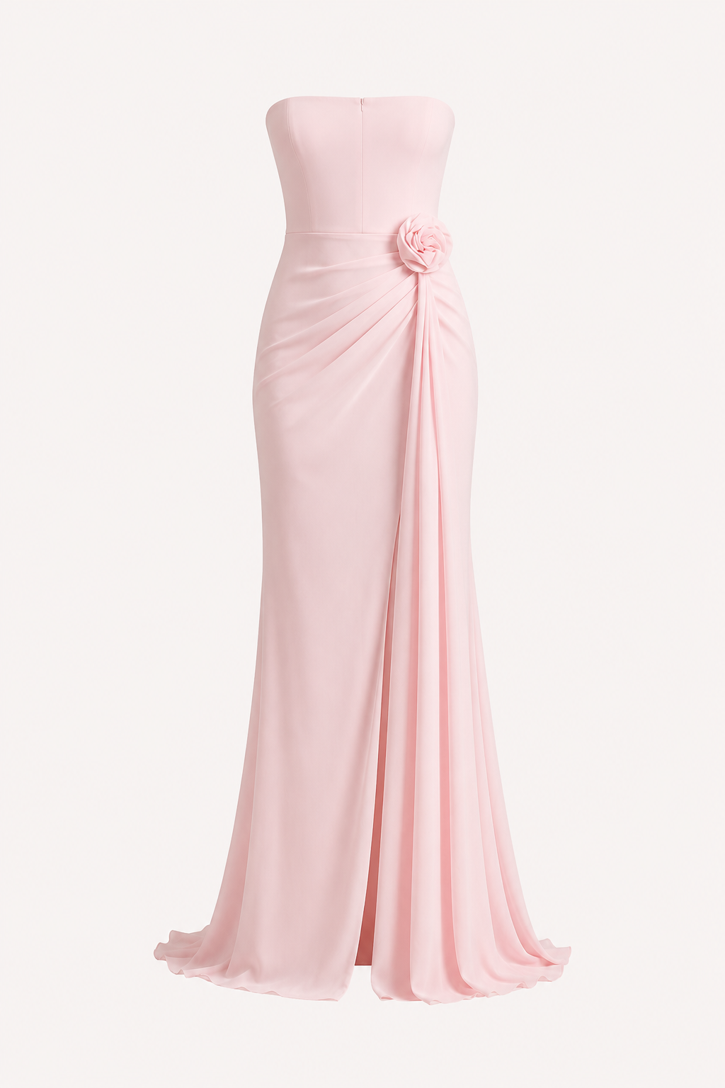 Lange strapless jurk voor dames met drapering en split - Monika