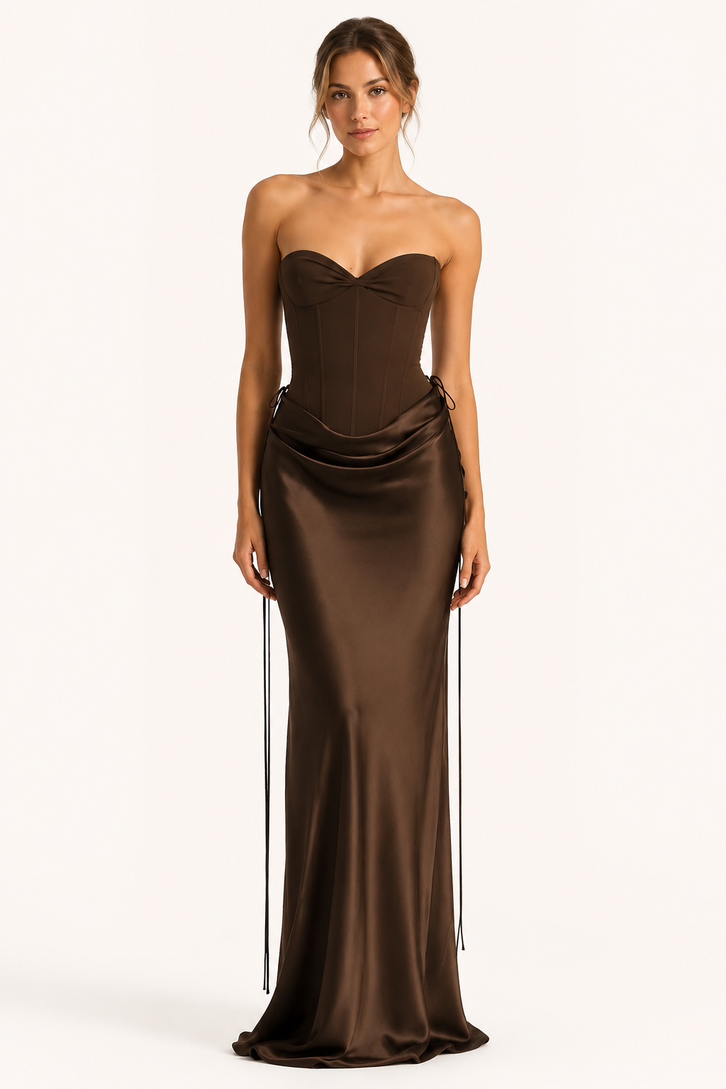Damesoutfit met strapless korset en gedrapeerde rok - Annika