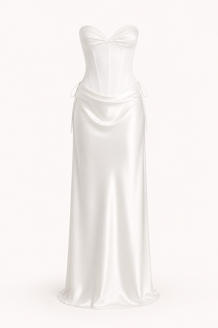 Damesoutfit met strapless korset en gedrapeerde rok - Annika