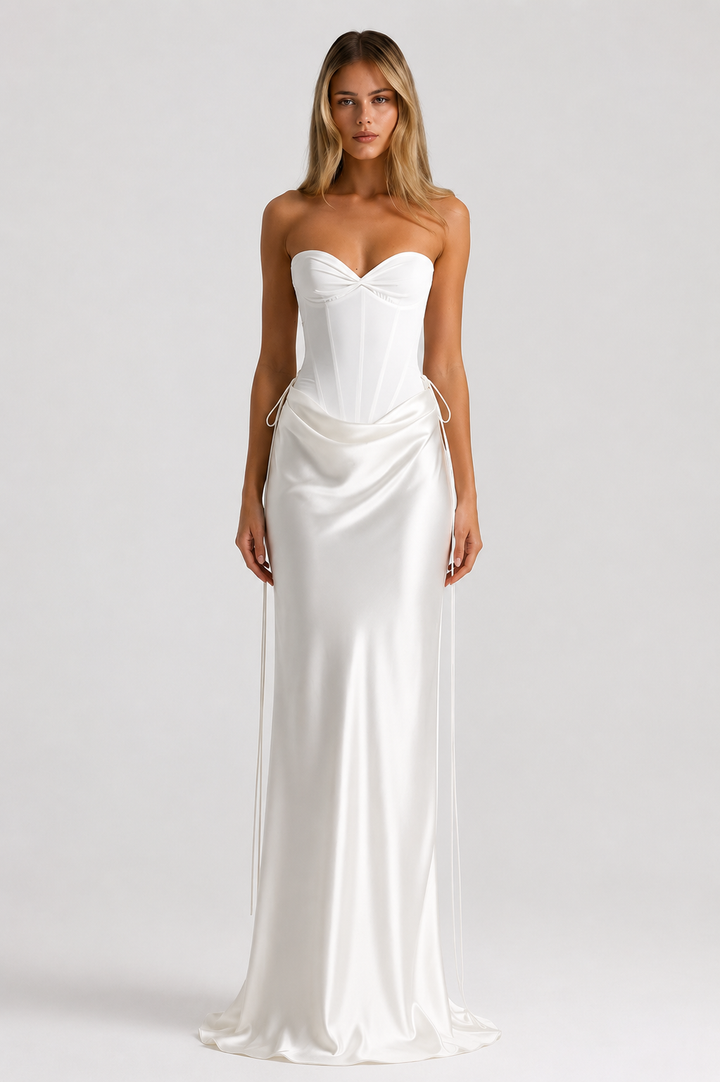 Damesoutfit met strapless korset en gedrapeerde rok - Annika