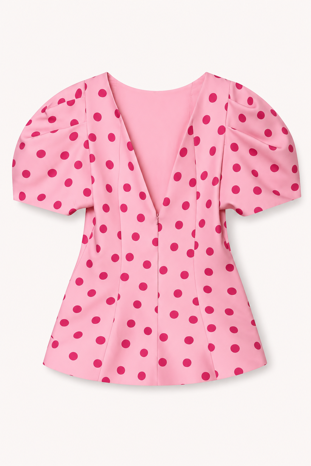 Damesblouse met V-hals, stippen en pofmouwen - Romy