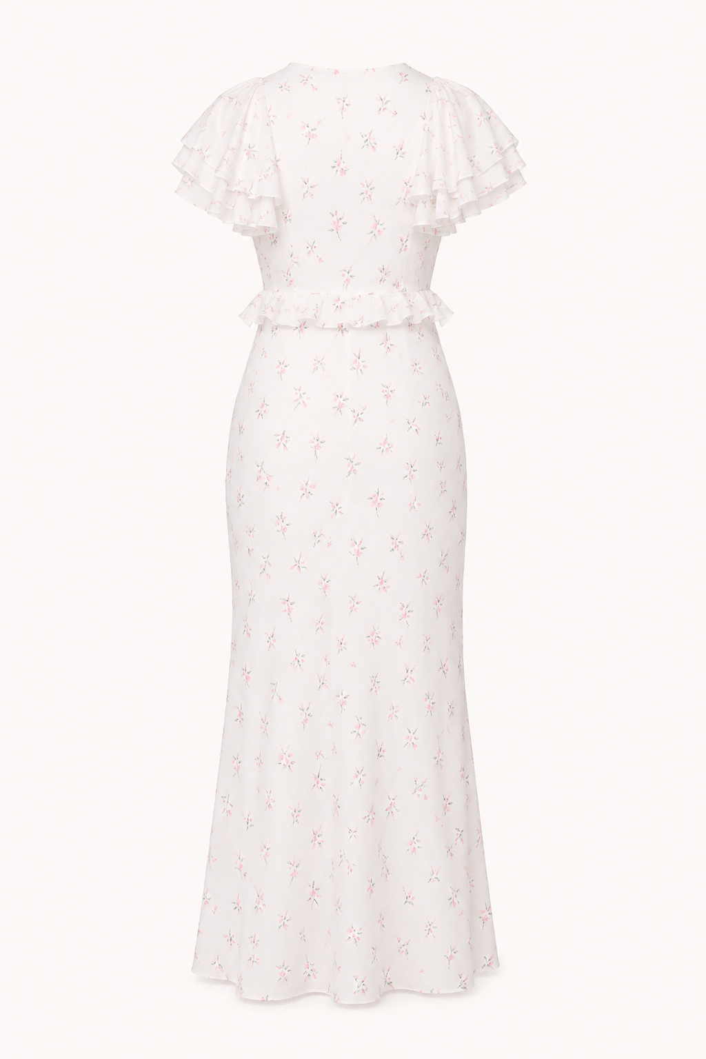 Dames midi-jurk met bloemenprint en ruches elegant casual - Hedda
