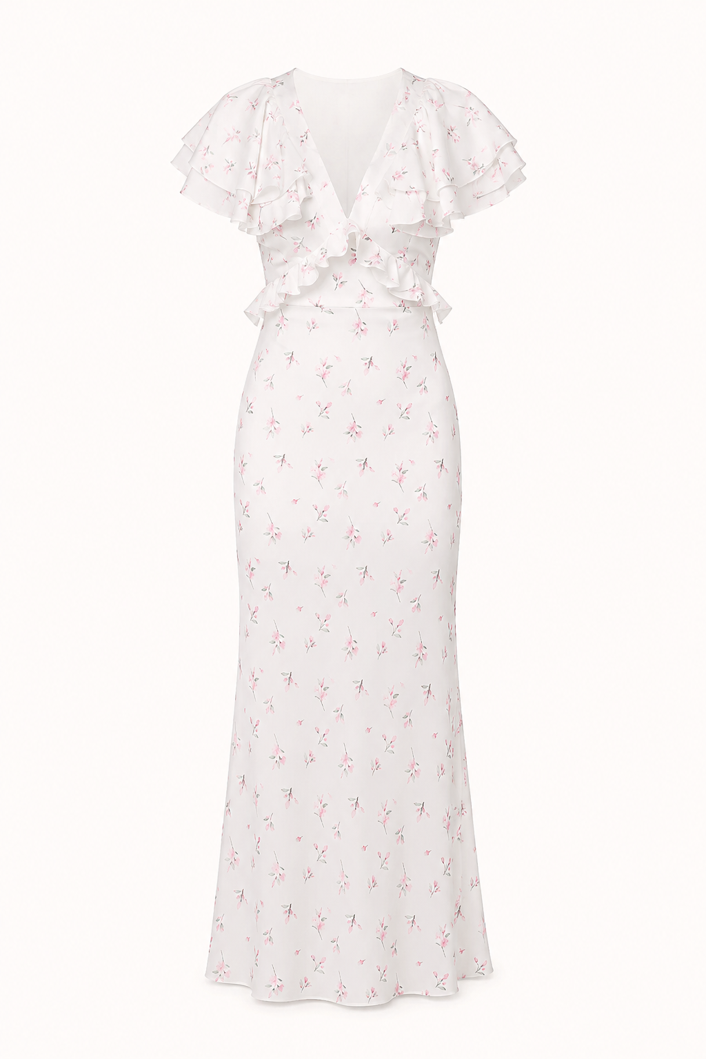 Dames midi-jurk met bloemenprint en ruches elegant casual - Hedda