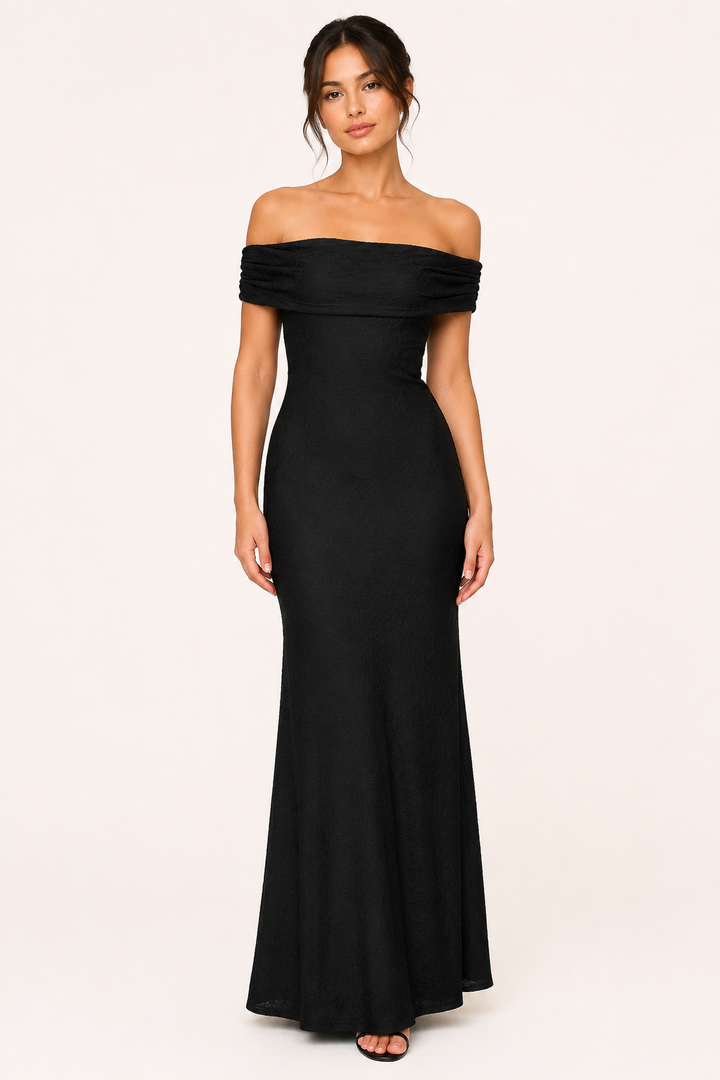 Lange zeemeermin trouwjurk elegante off-the-shoulder zeemeermin snit - Anja
